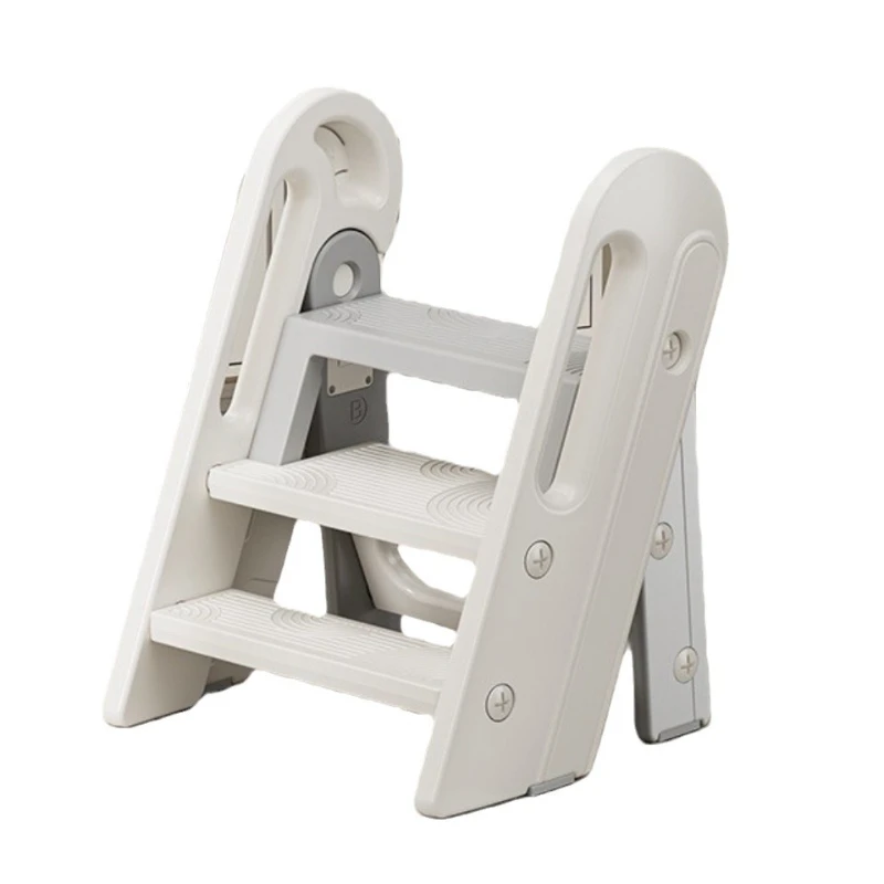 Escalera plegable para acceso a altura de los niños, taburete de baño antideslizante de 3 capas con barandilla de seguridad, inodoro/cocina portátil