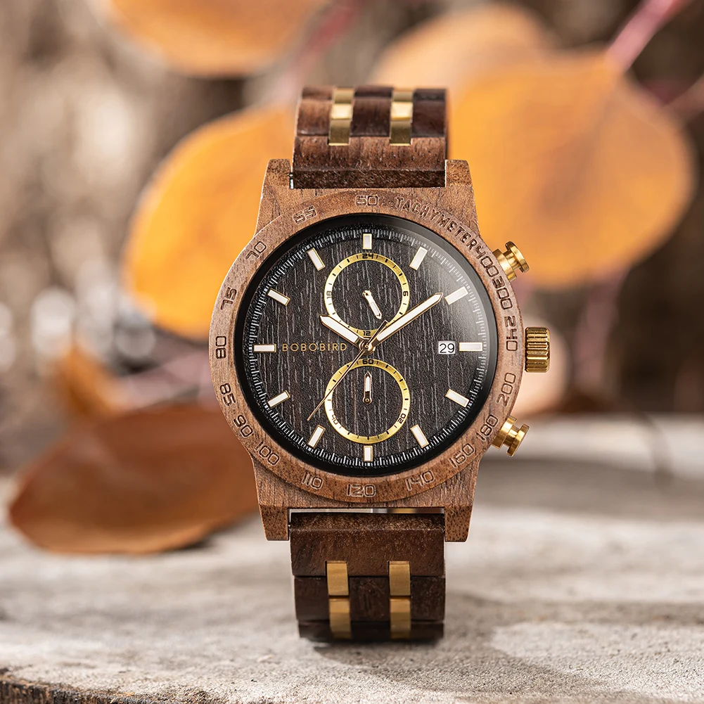 BOBO BIRD Men's Luxury Watch,All Wood Case,Three Dimensional Dial,Support OEM,Dropshipping