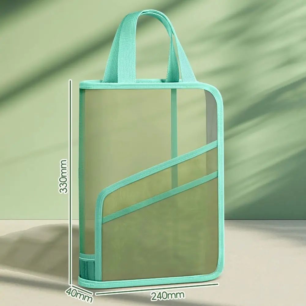 حقيبة تعليمية شبكية من النايلون متعددة الوظائف شفافة مقاس A4 حقائب ملفات محمولة ذات سعة كبيرة للطلاب #6