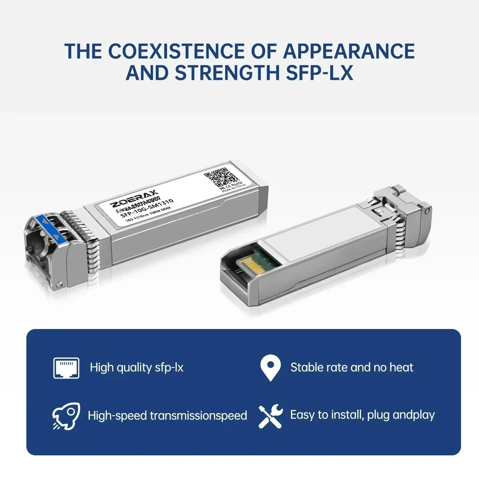 ZoeRax 10/2.5/1.25G SFP+ Single-Mode LC Duplex Transceiver Module 1310nm 10/20km Support DDM for Cisco/TP-Link/Other Brands