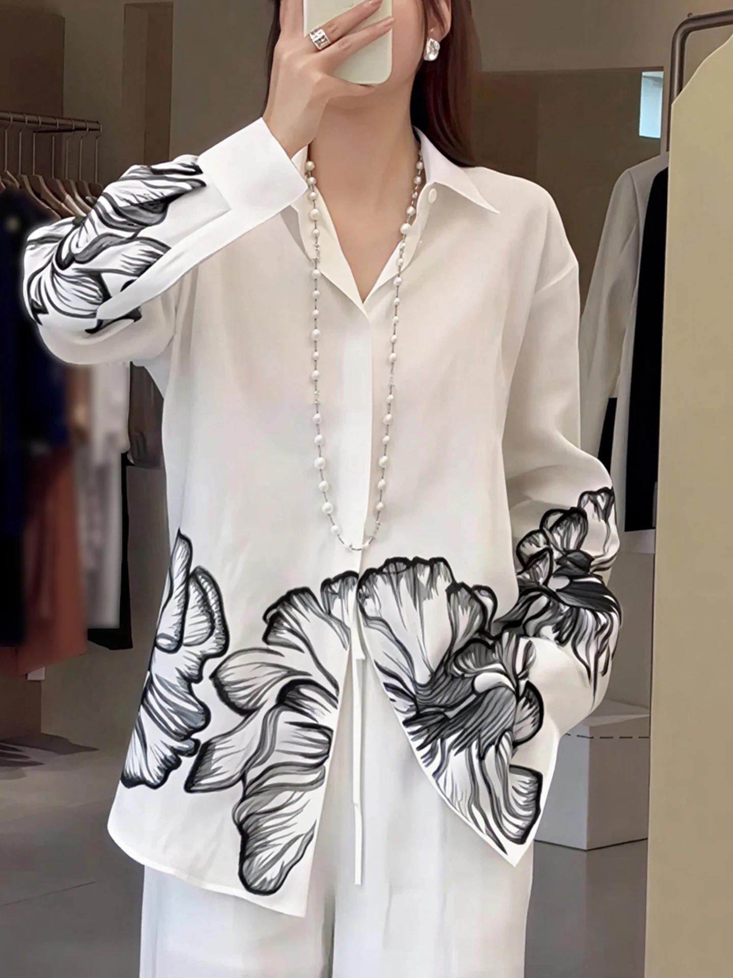 

Модная дышащая свободная женская блузка в корейском стиле, удобная, высококачественная, прямого кроя, с длинными рукавами, для ранней осени