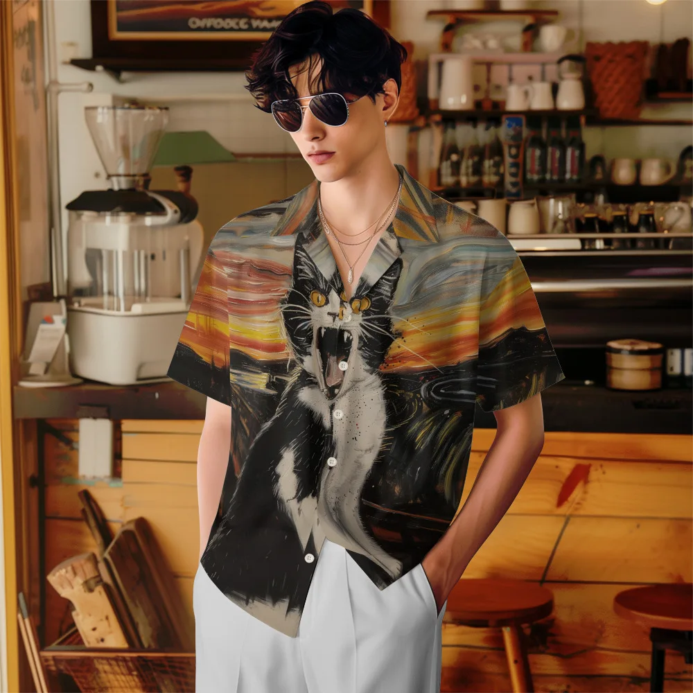 หินอ่อนหรูหราฮาวายท่องชายเสื้อ 3D พิมพ์ลําลองแขนสั้นเสื้อปุ่ม Tops ขนาดใหญ่ Unisex เสื้อผ้า