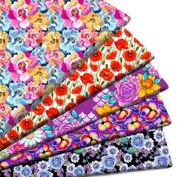 Plant Blossom Flowers Floral Printed Polyester Pure Cotton Material Patchwork Tissue Sewing Quilting Fabrics Needlework Cloth