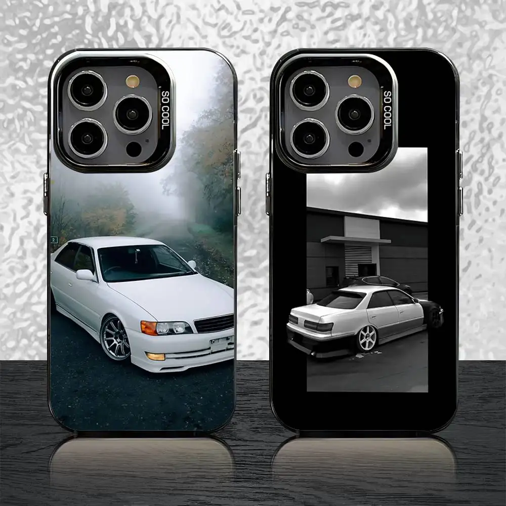 

White Mark Car 2 Phone Case For iPhone 16,15,14,13,12,11,Pro,Max,Plus,Mini,SE Grey Black Matte Laser Back Cover