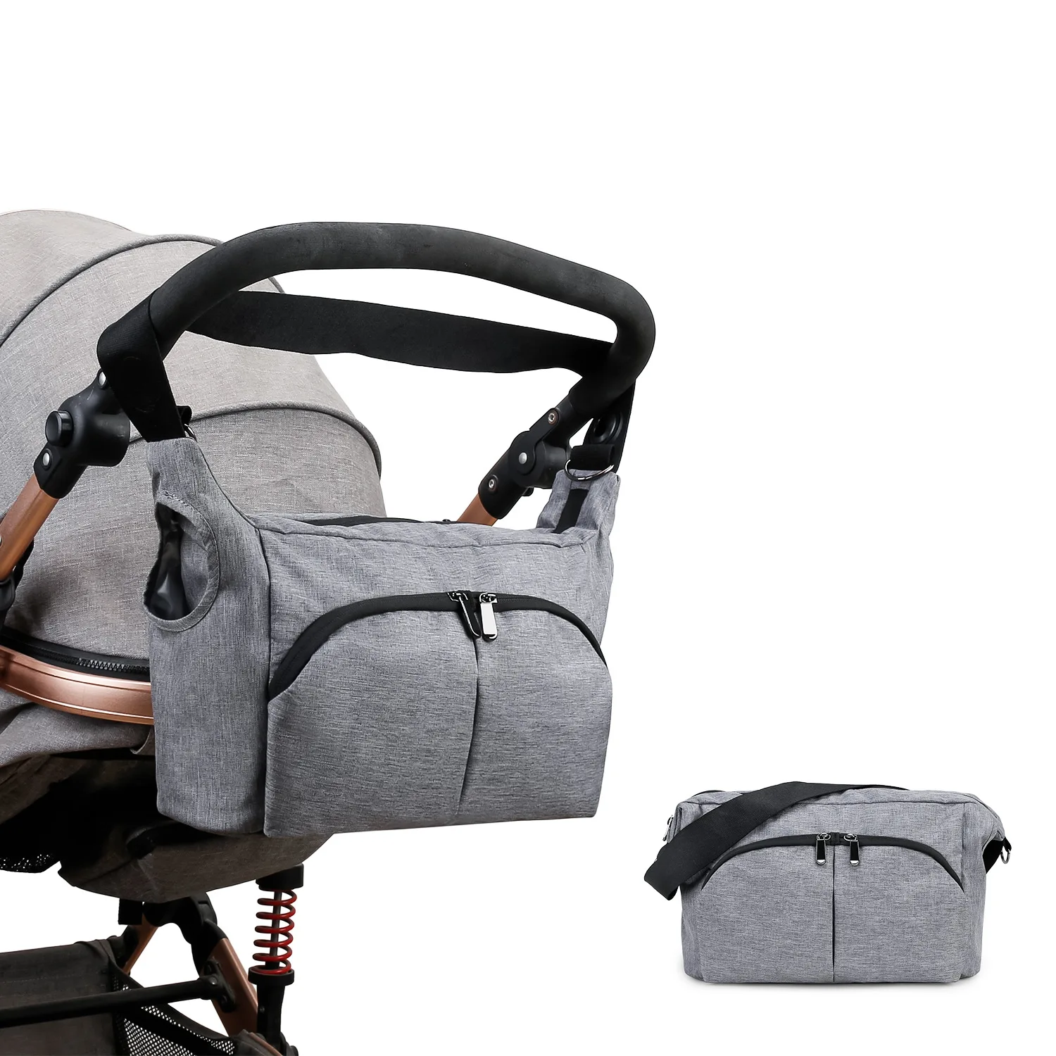 One-Shoulder Portable Mommy Bag, Portable Stroller Bag with a Pair of Hooks, Multi-Functional Mother and Baby Travel Bag