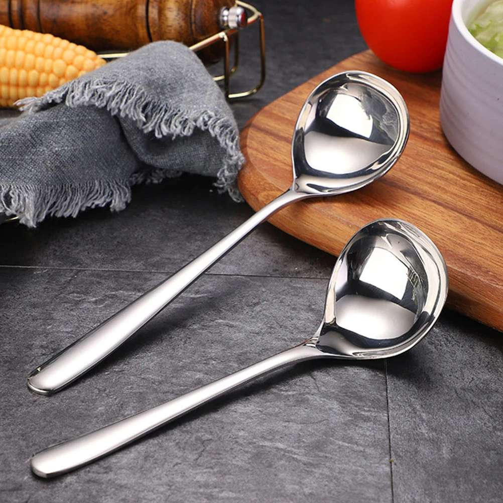 

2pcs Thickened Soup Spoon Stainless Steel Ladle for Cereal Baby Canning Tableware Serving Utensils