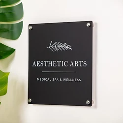 Custom Business Sign Acrylic Perspex Plates UV Printed Logo Beauty Salon Nails Studio Wall Aesthetic Decor Office Signage Plaque