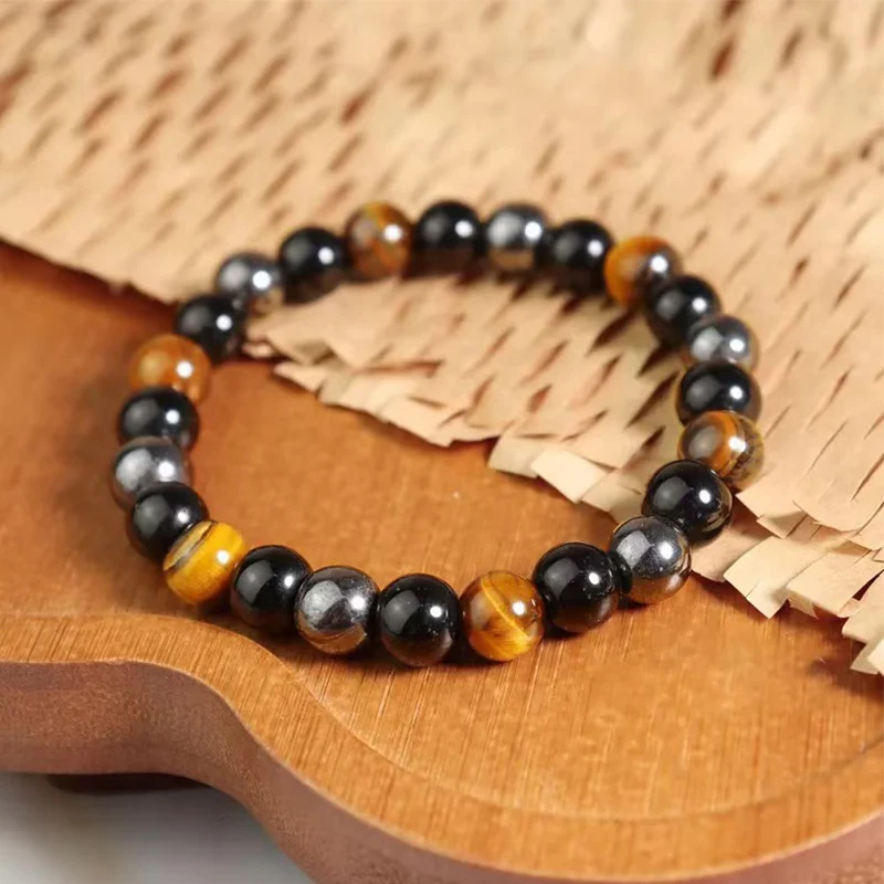 Hot Natural Black Obsidian Hematite Tiger Eye Beads Bracelets Men for Magnetic Health Protection Women Soul Jewelry