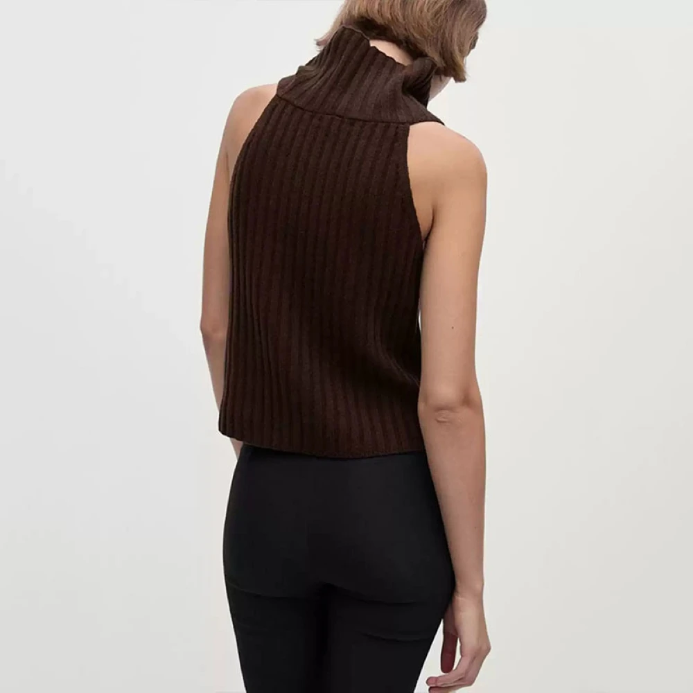 Ethereal Traf Md 2026 YAZHIMEI autumn new style of Women's Soft and fluffy wool blend high-neck sleeveless knitted sweater