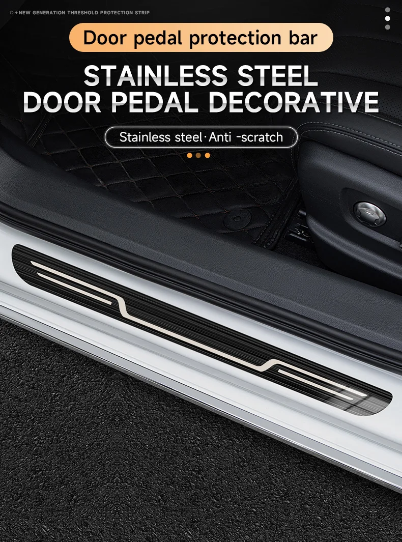 Edelstahl Auto-Türschwellenschutz Anti-Schmutz Aufkleber Abdeckung Dekoration Außen Anti-Kick Pedal Dekoration Zubehörteile – Detail 1