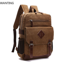 Mens Large Vintage Canvas Backpack For Men Canvas Bookpack Fits Most 15.6 Inches Laptop School Laptop Bag Hiking Travel Rucksack
