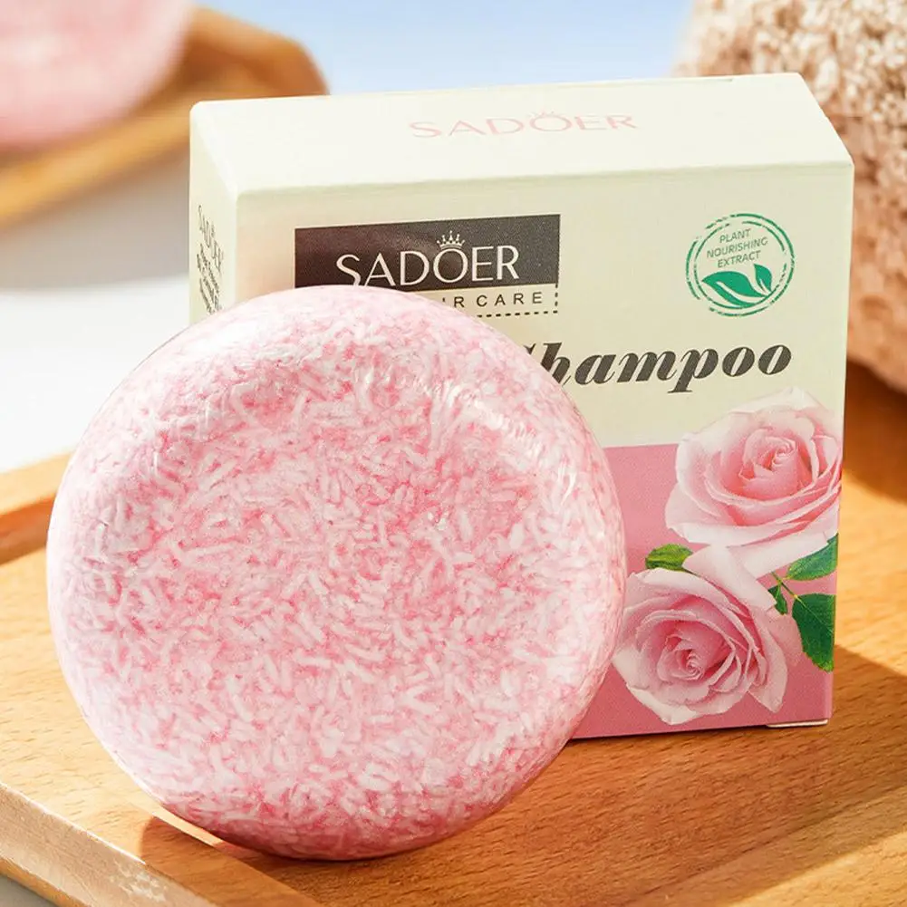 

1/2pcs Natural Rose Shampoo Plant Essence Extract Refreshing Shampoo Soft Hair Dandruff And Oil Removal 60g