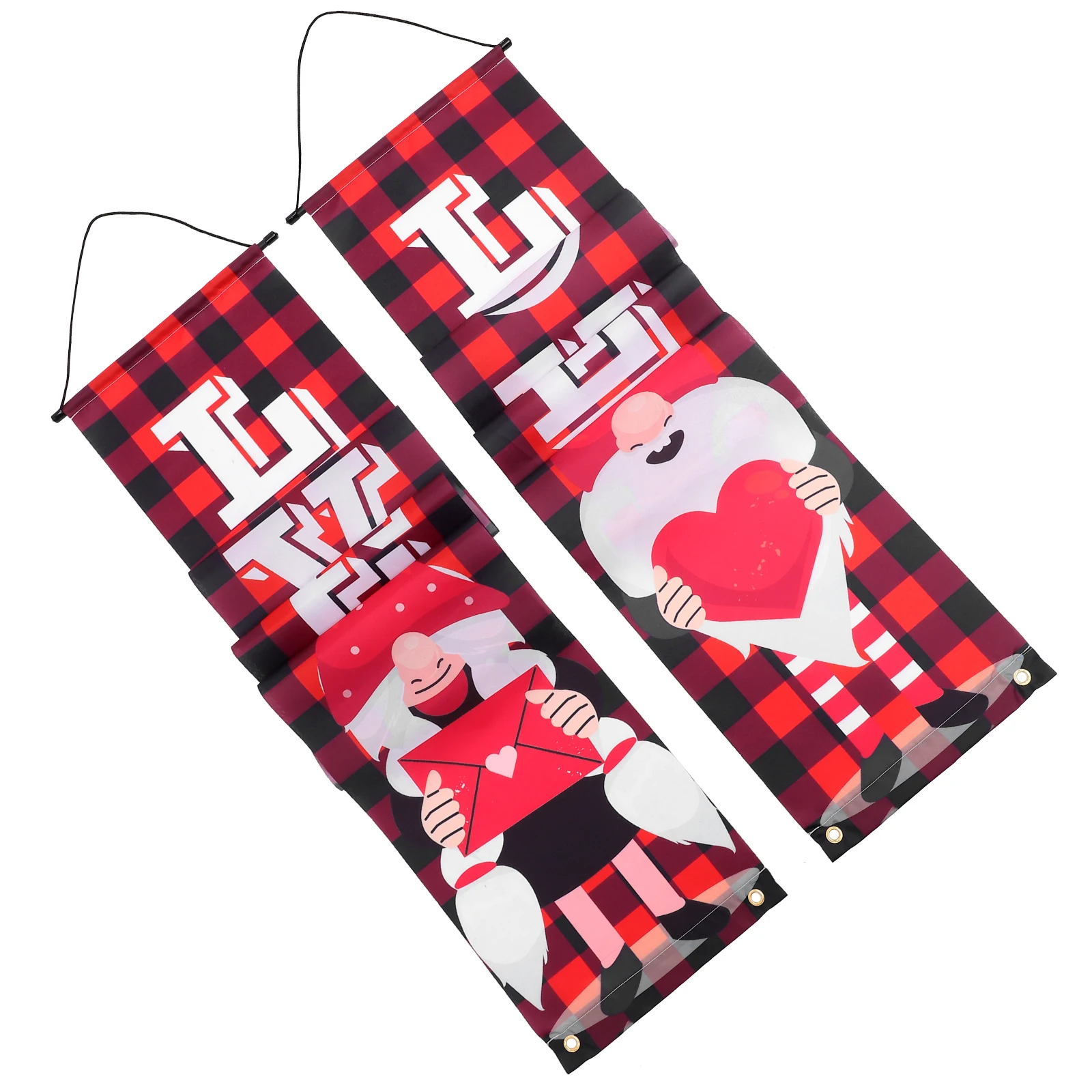 

1 Pair Valentine Door Banners Holiday Party Decor Wall Hanging Polyester Door Couplet For Home Front Outdoor Use