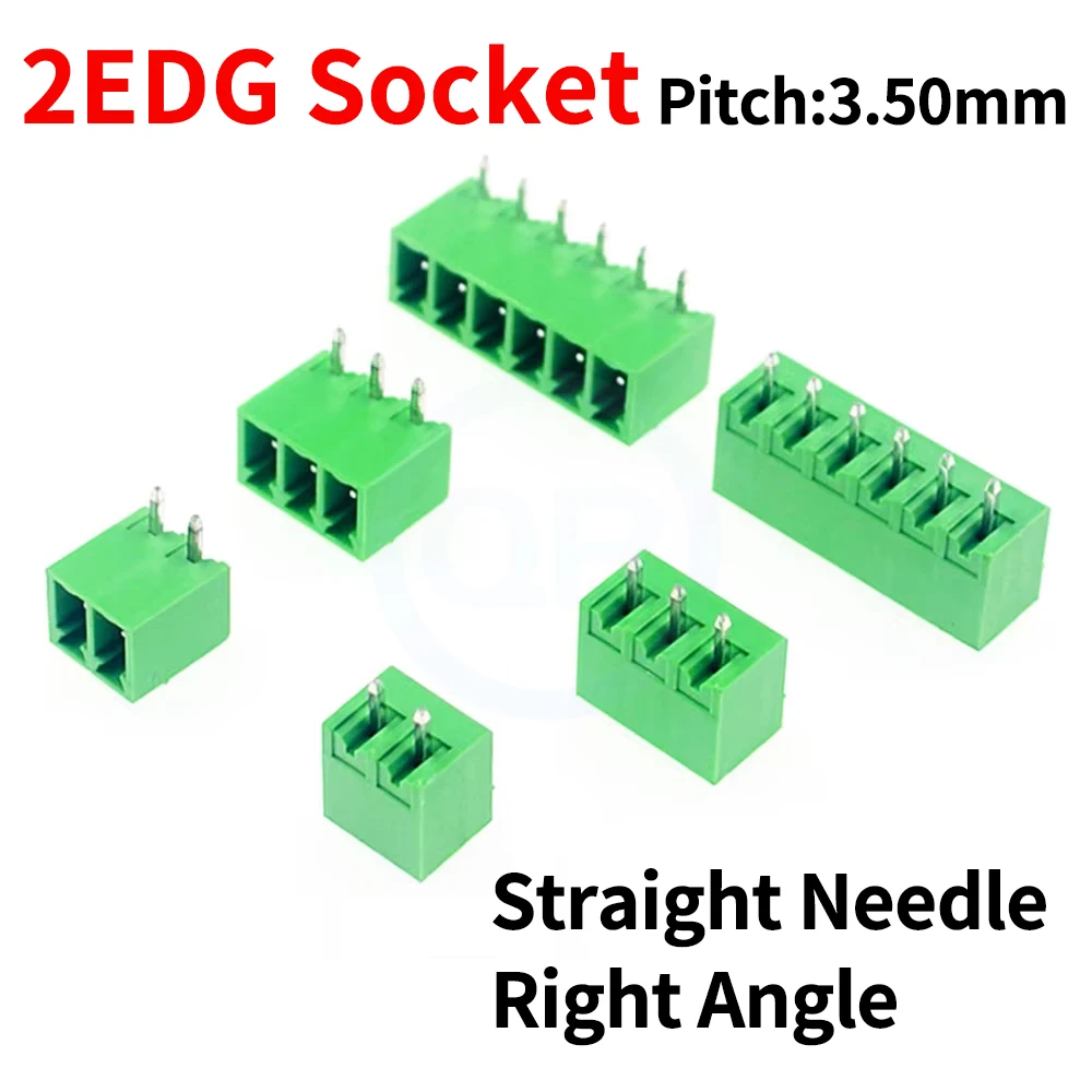 2EDG 3.5mm Sealed Bent Straight needle Right Angle Female socket Terminal Block Plug-in PCB Pin Holder 2-12Pin (10/100PCS)