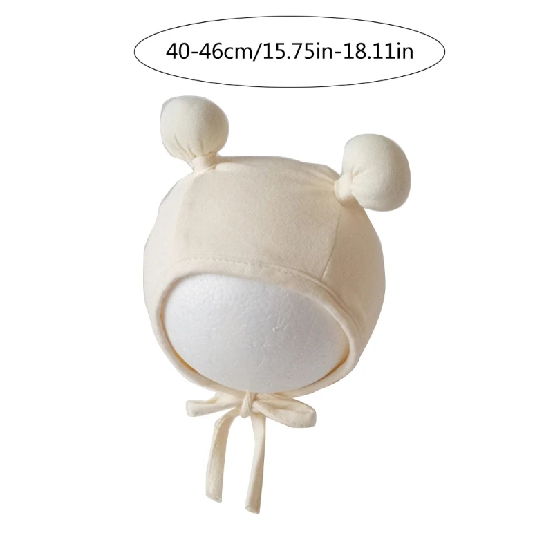 57EE Lightweight Newborns Hat Cotton Baby Bonnet Caps Adjustable Chin Belt Bonnet Windproof Headwear for Spring, Summer