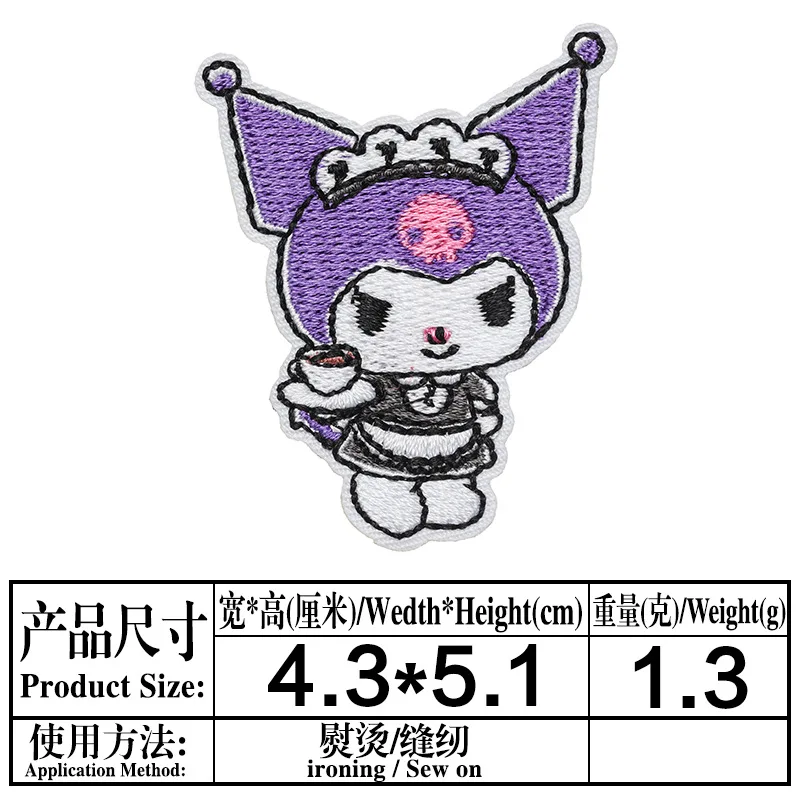 8/14Pcs Cartoon Kuromi Anime Melody Applique For Sew Child Clothes Iron on Embroidery Patch DIY Kwaii T-shirt Coat Decor Badge