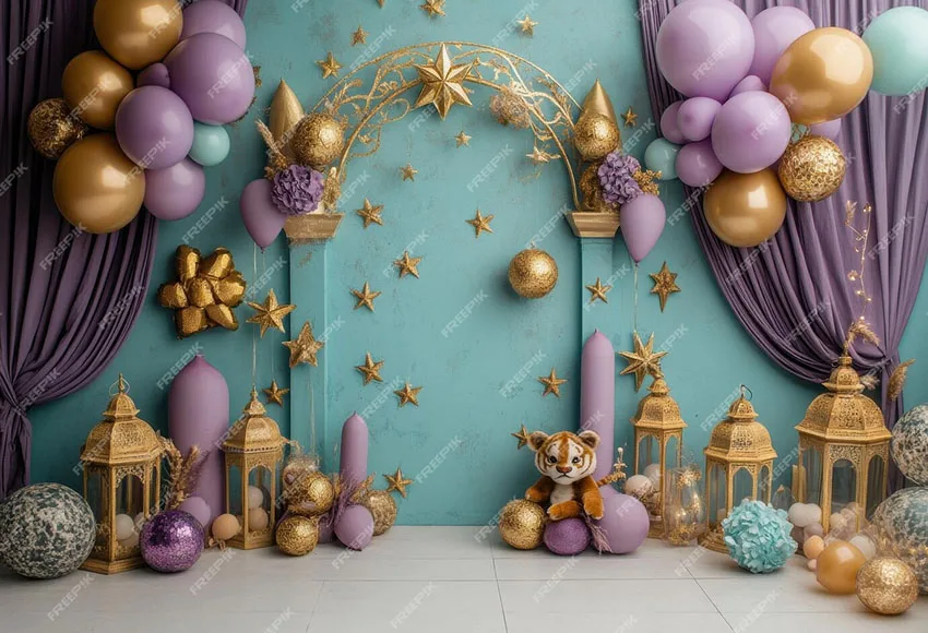 Mehofond 사진 배경 보호 보라색 꽃 풍선, 어린이 생일 파티 케이크 스매쉬 초상화 장식 배경, 사진 스튜디오