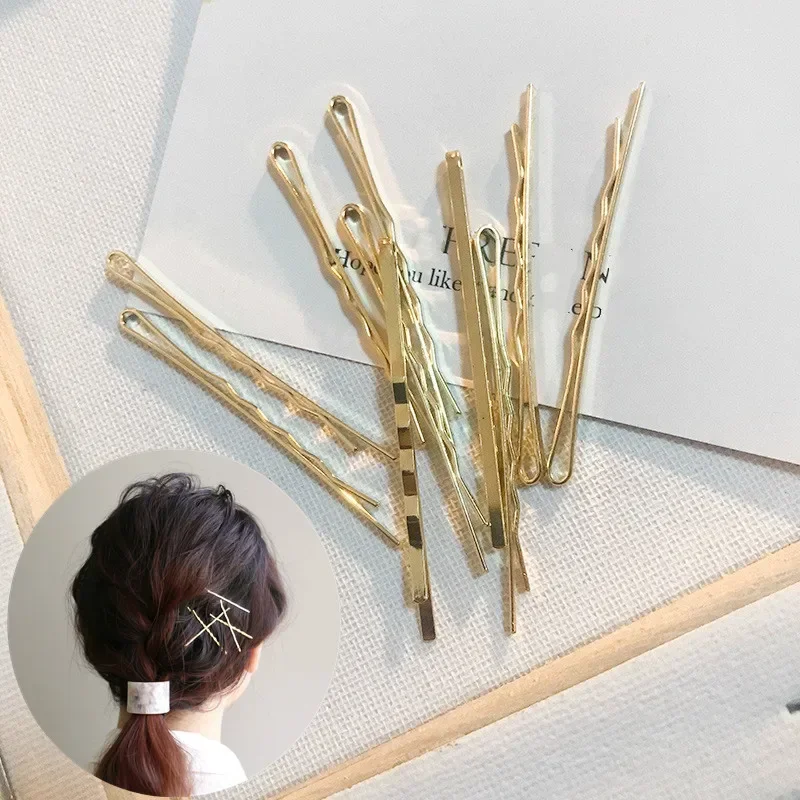 10pcs Golden Hair Clip Ladies Girls Wave Hairpins Styling Accessories Salon Invisible Retro Practical Hair Clip