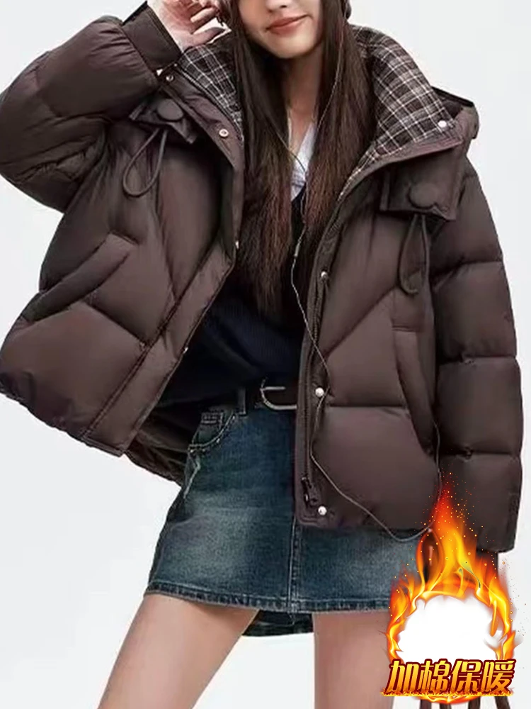 

Женская утепленная куртка-пуховик с капюшоном, свободного кроя, в корейском стиле, новинка зимы