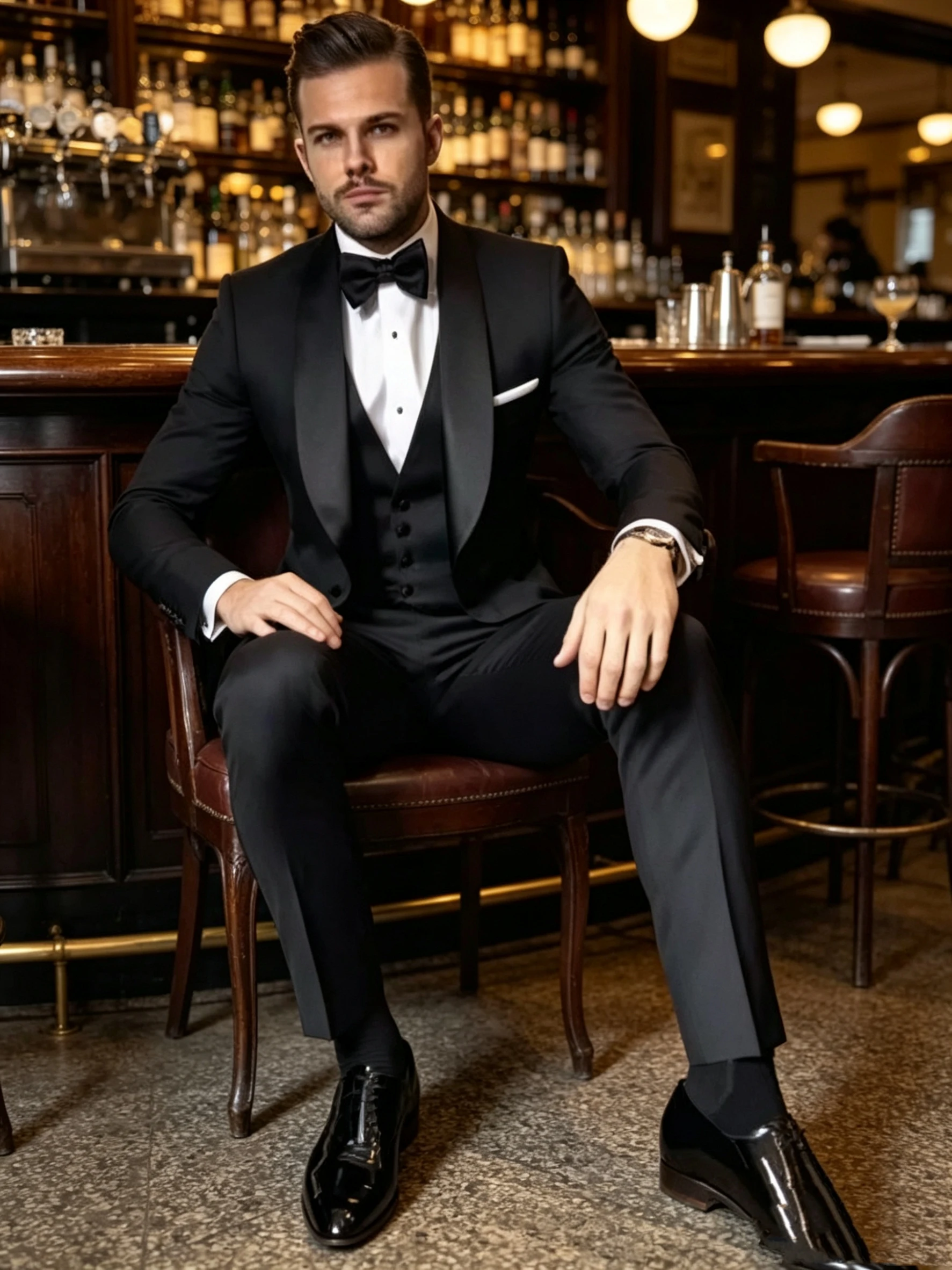 

Elegant Black Slim Fit 3-Piece Men's Tuxedo Formal Wedding Business Prom Clothing Set with Shawl Lapel Blazer Vest Pants Outfits