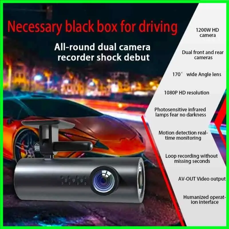 

T3EF Car Dashcam Front Rear Auto Recorder 74° Wide Camera Car Accessories
