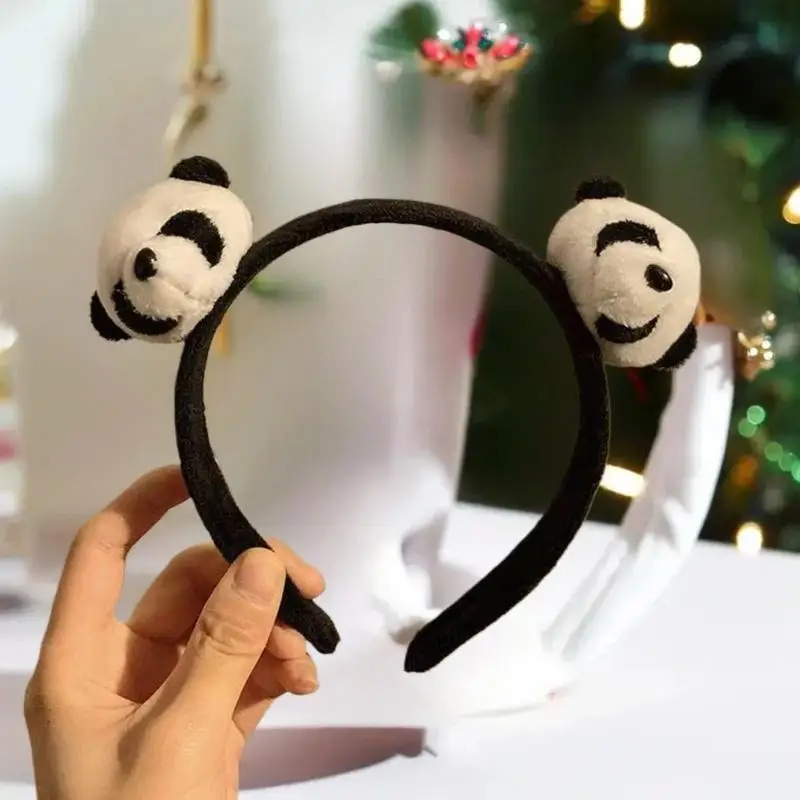 عصابة رأس لعبة الباندا الناعمة الجذابة لغسل الوجه للنساء، إكسسوار شعر فريد من نوعه على شكل حديقة الحيوان