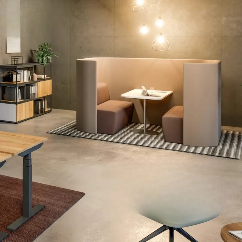 Simple semi-surrounded U-shaped high-back sofa Business library Public places Reception high-back high-side privacy sofa