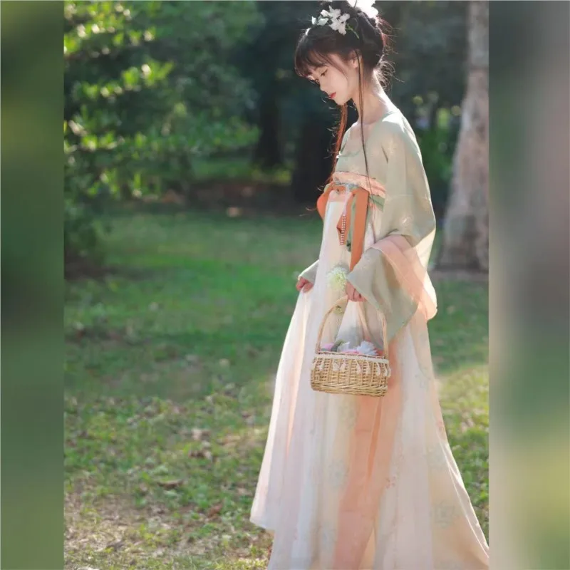 Hanfu Women's Famous Style round Neck Chest Show Daily Fresh