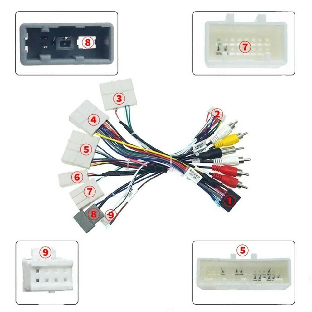 Compatible Car 16PIN Android Audio Power Radio Wire Harness with Canbus Box Car Accessories for Nissan X-TRAIL/Tiida 2014-2017