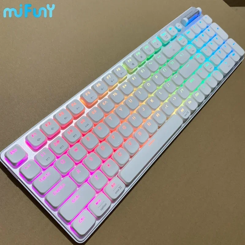 

MiFuny Mechanical Keyboard 87 Keys Wireless Low Profile Hot Swap Ultra Thin Switch Metal Panel RGB Gaming Office Work Keyboards