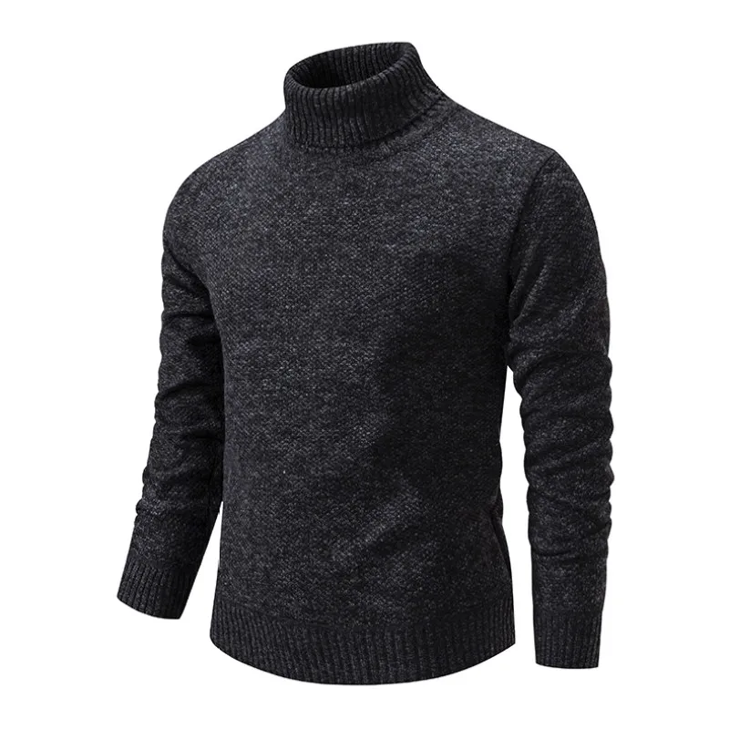 

Winter Men Turtleneck Sweater Casual Solid Color Warm Pullover Slim High Neck Long Sleeve Sweater Fleece Thicker Men Clothing