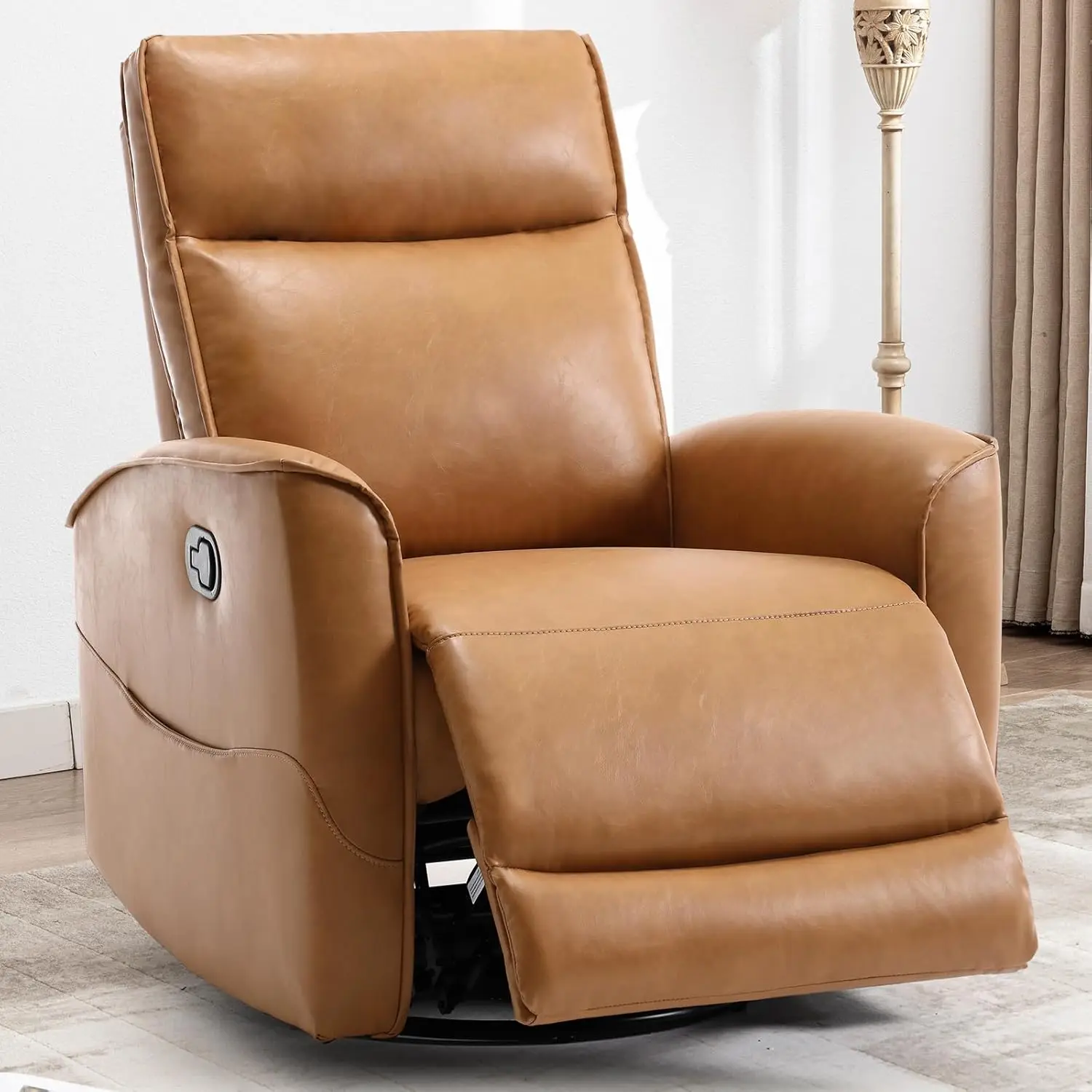 

Leather Recliner Chair, Swivel Rocker Recliner Chair, 360°Swivel Nursery Glider Recliner, Manual Recliner, Customized