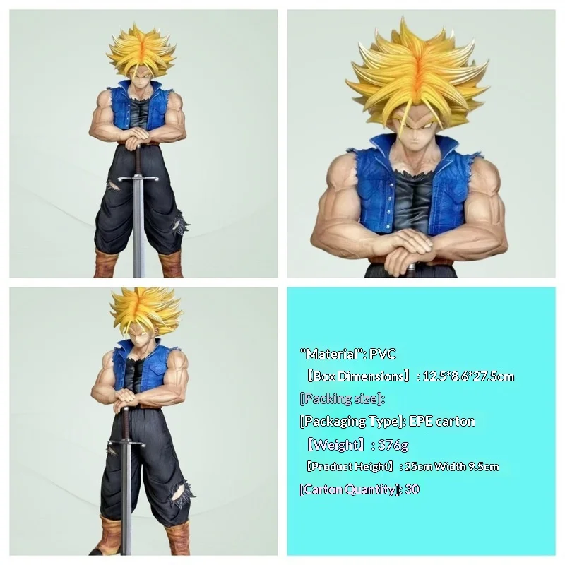 

Аниме-фигурка Dragon Ball Super Saiyan Trunks, 25 см, коллекционная модель из ПВХ, настольное украшение для любителей аниме, коллекционеров-отаку