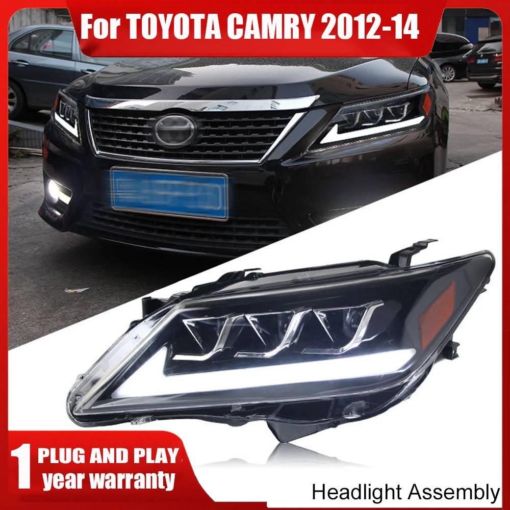 Headlights For Toyota Camry 2012-14 Pair of LED HeadLamps With Devil Eye Assembly Projector Car Accessories Start-up Animation