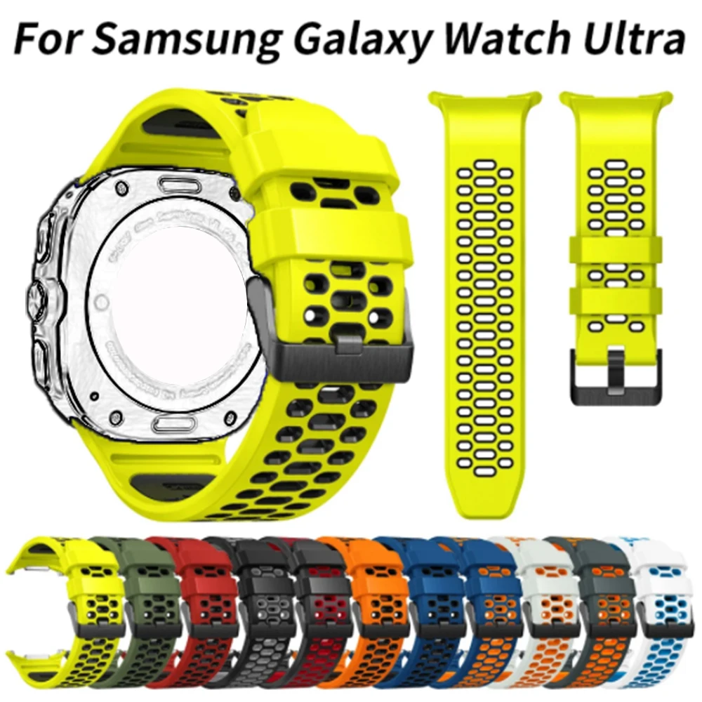 Двухцветный спортивный силиконовый ремешок для Samsung Galaxy Watch Ultra Band для GalaxyWatch Ultra 47 мм дышащий браслет ремешок для часов
