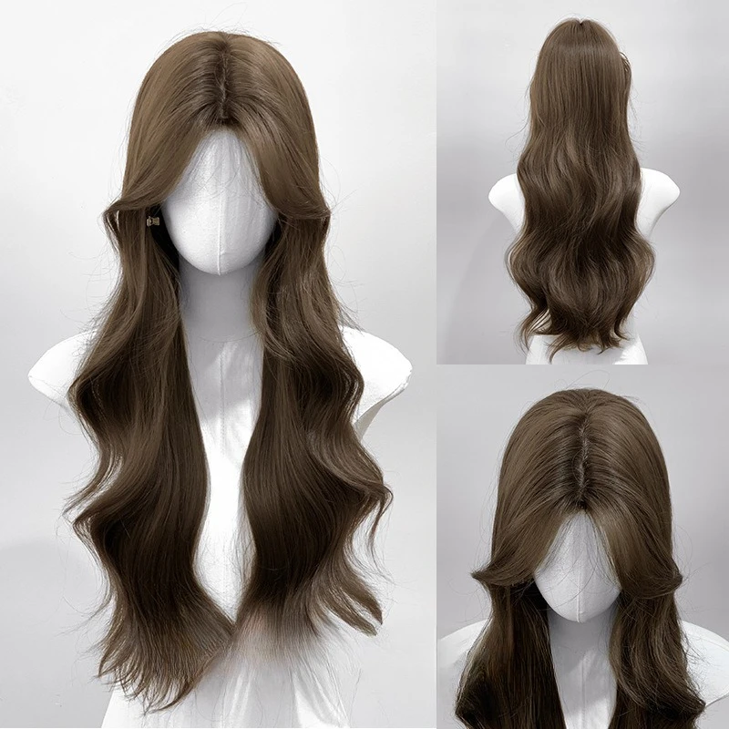 

Wig Hazelnut Grey Brown Big Wave Long Curly Hair Daily Fashion Female Full Hood