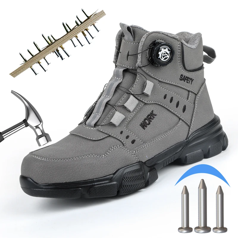 Steel Toe Safety Shoes Men Anti-puncture Work Boots Non-slip Wear Resistant Industrial Protective Labor Shoes Breathable Safety