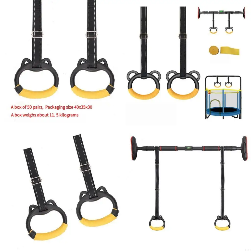 

1pair Indoor Fitness Gymnastics Rings Fitness Equipment for Homes Gym Training W89F
