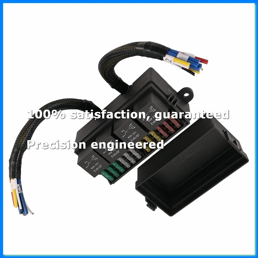 12V Car Fuse Relay Box Pre-Wired Fuse and Relay Box with 4 Relay 12 Way ATC/ATO Fuses Sealed 12V Relay Fuse Box-A63M