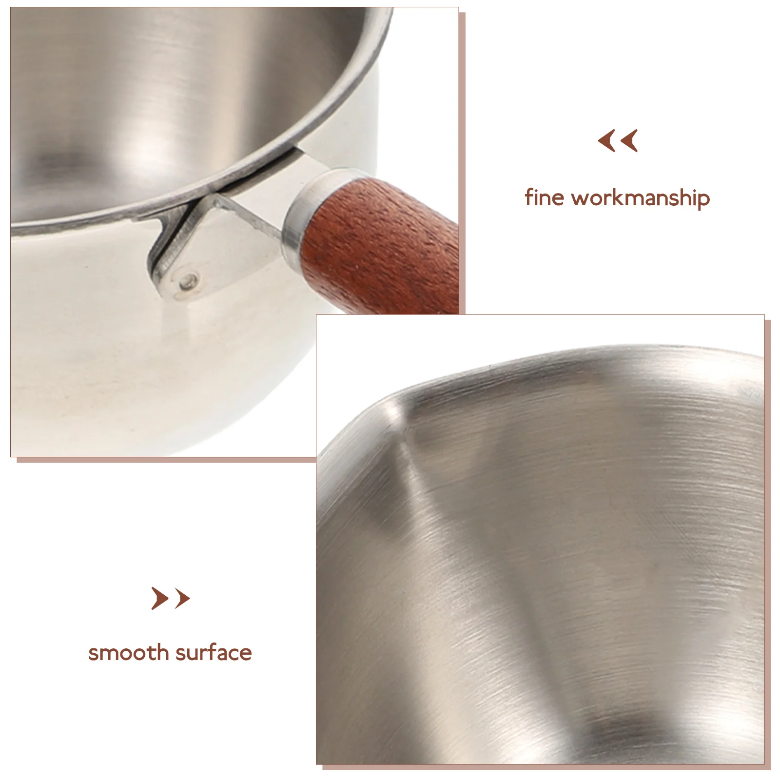 

Reusable Stainless Steel Sauce Pan with Natural Wood Handle Mini Pot for Milk Oil Soup Cooking Kitchen Accessory Steaming Pan