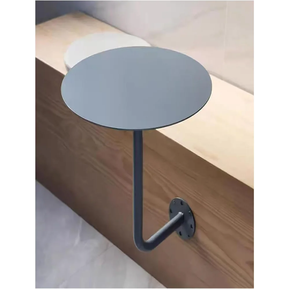 

Wall Mounted Coffee Table, Round Bar Table, Snack Table, Wrought Iron Metal Top Small Side Table