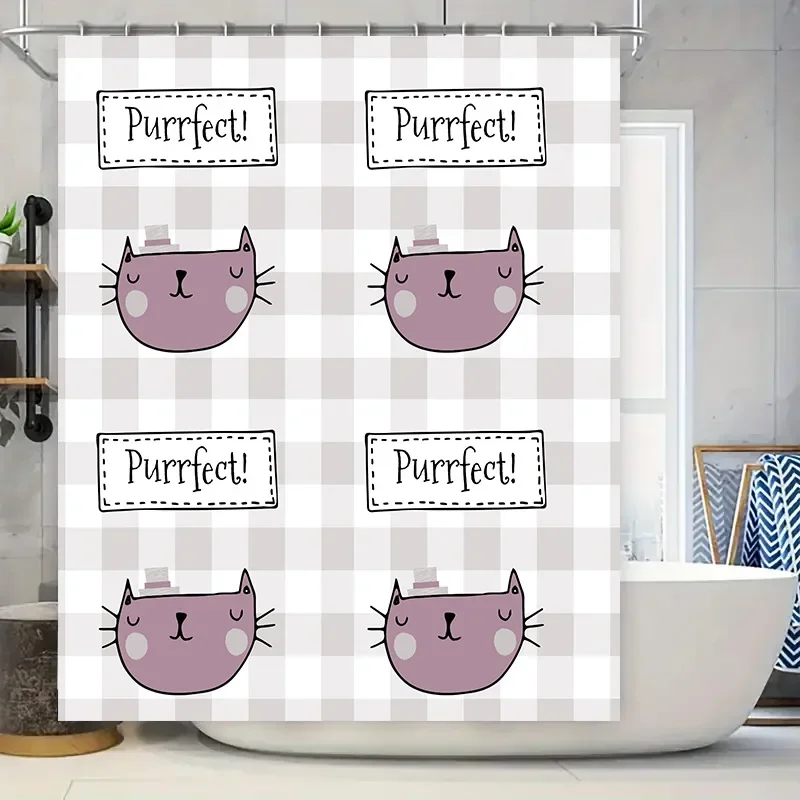 

Занавеска для душа с милым котом и улучшенным дизайном, идеально подходящая для любителей домашних животных, предмет домашнего декора