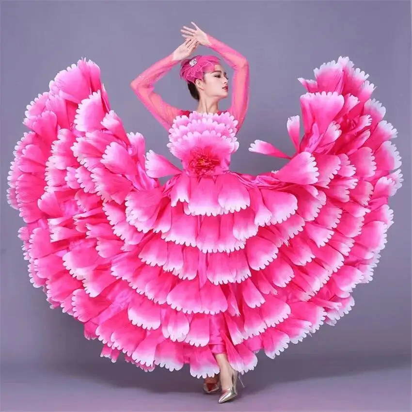 Spanish Petal New Dress Women Opening Dance Costume Bullfighting Flamengo Dress Gypsy Flamenco 360/540 Degree Performance S-3XL view 6