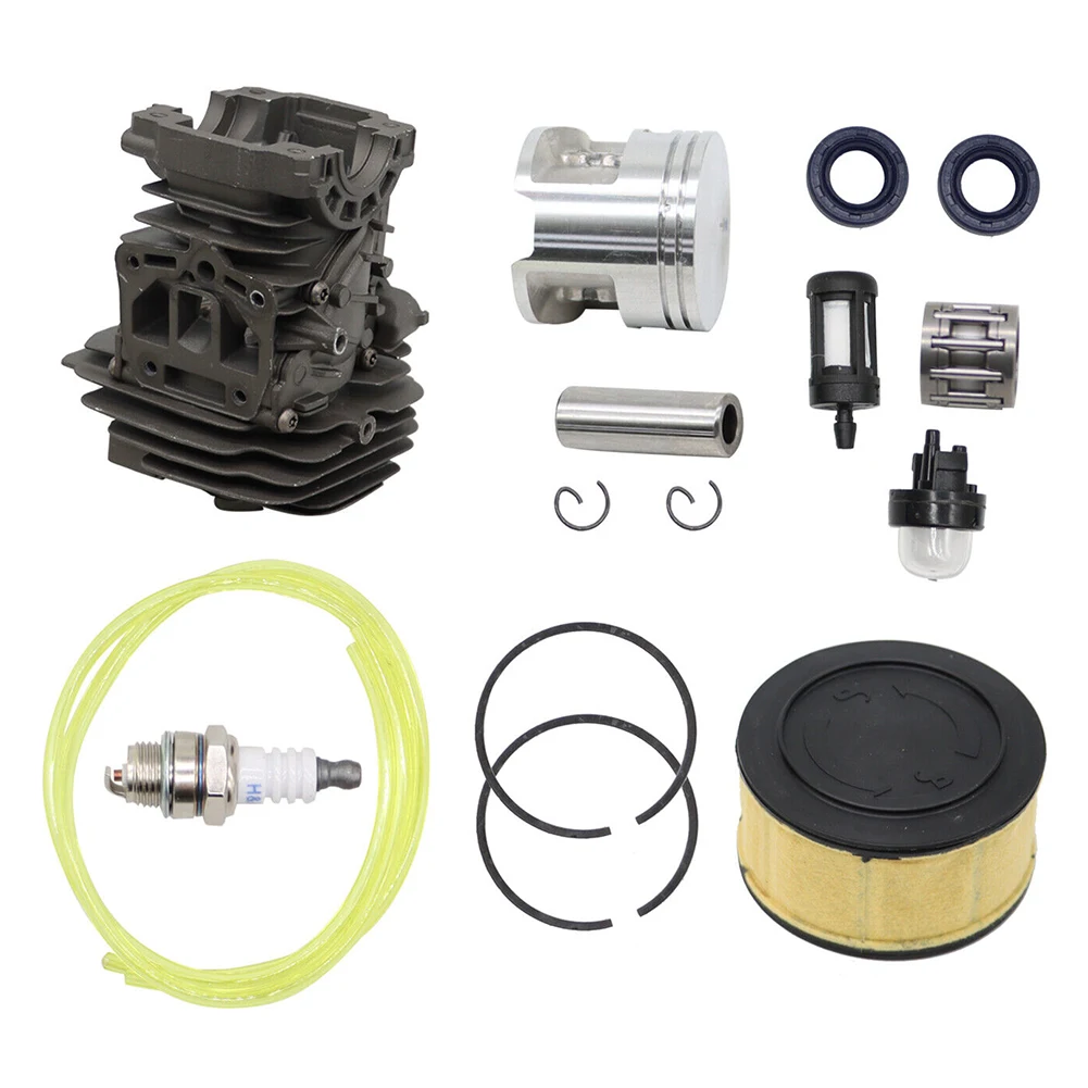 Piston 44mm Bore Cylinder Kit for MS 251 Chainsaw Includes Piston Pin Retaining Rings Needle Bearing and Gaskets
