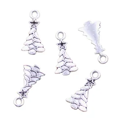 20個のチャームスター,クリスマスツリー,アンティークシルバーカラー,手作り,ジュエリー検索,20x11mm