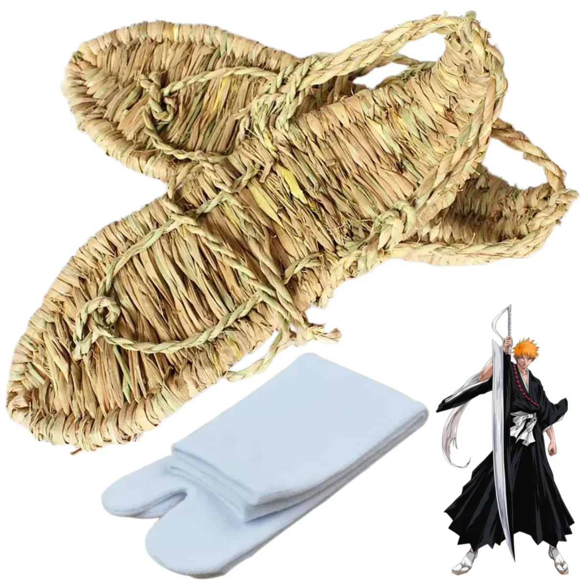 Anime Bleach Cosplay Shoes Handmade Kurosaki Ichigo/Abarai Renji Straw Sandals Shoes Kuchiki Rukia Slippers Shoes For Men Women