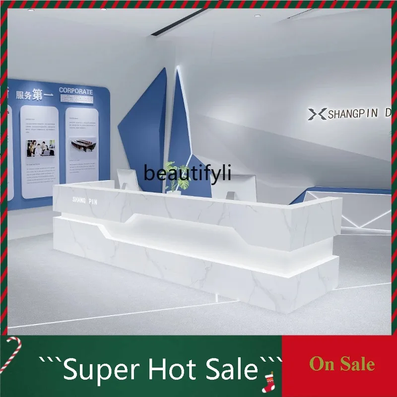 A076 High-End Paint Office Company Lobby Reception Desk Property Hotel Marble Cashier
