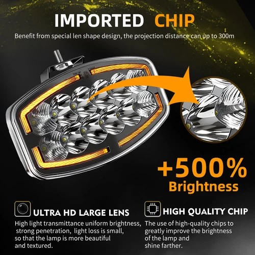 Imagen 2 del producto Luz de Trabajo LED HAOLIDE de 10 Pulgadas, Blanca y Ámbar, Doble DRL, Luz de Bienvenida, Foco Auxiliar para Camiones, Uso Todoterreno, 12V 24V