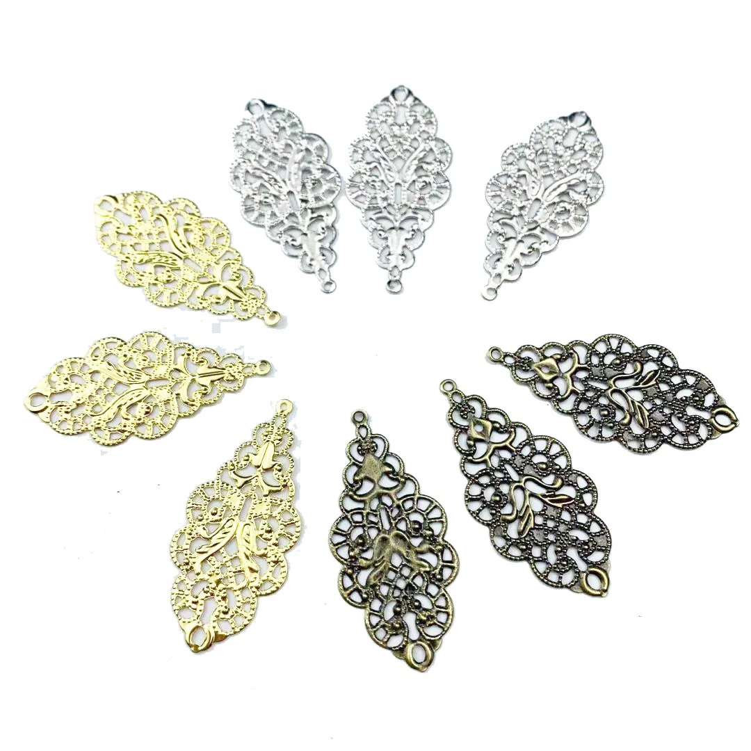 100pcs 20*42mm Metal Hollow Oval FLower Film Bead For Sewing Cosplay Costume Ancient Bride Hair Headwear Bag Clothes Decoration