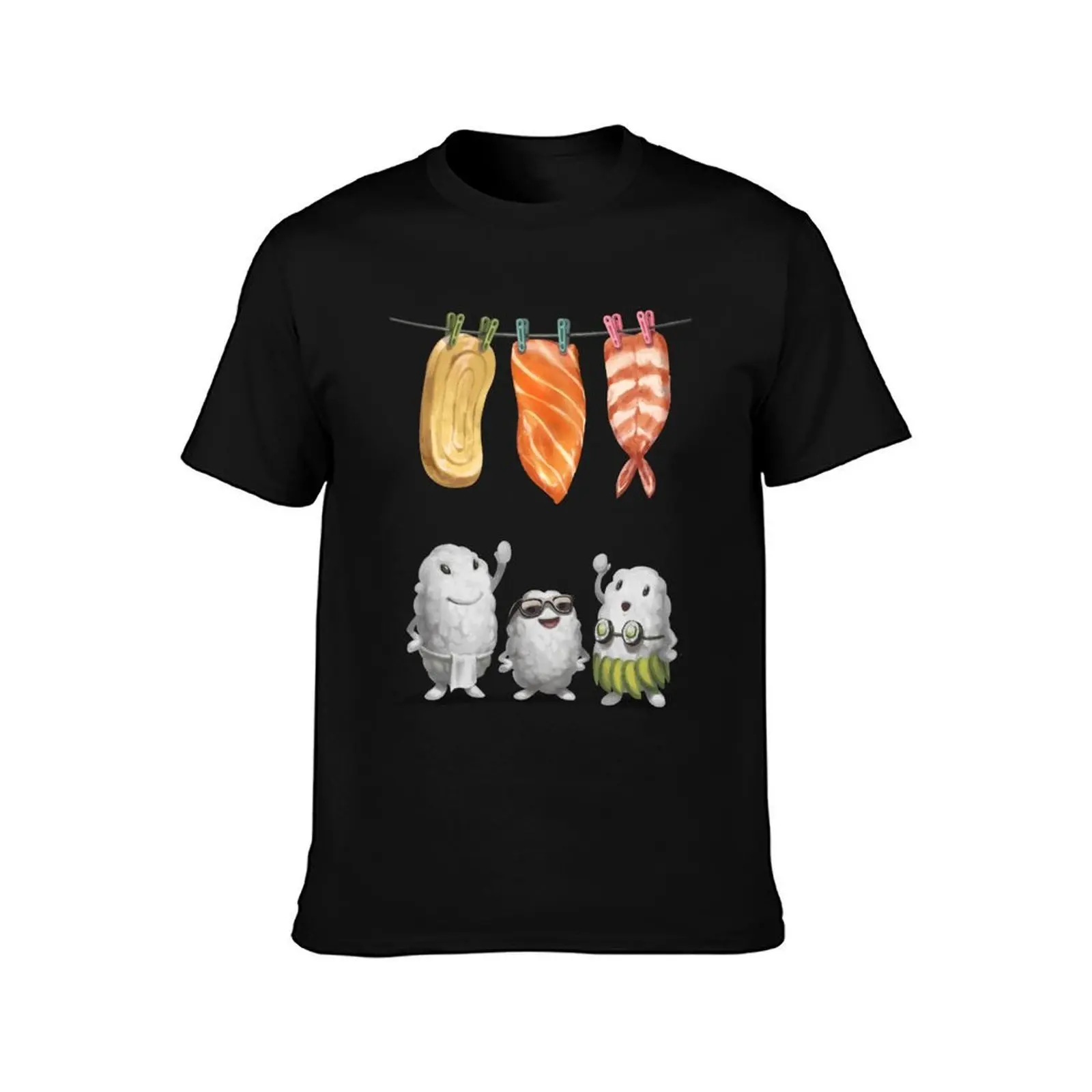 Salmon, Tamago, Ebi Nigiri Sushi Doing Laundry, Japanese Foodie T-Shirt Quick Dry Light Sports T-Shirt